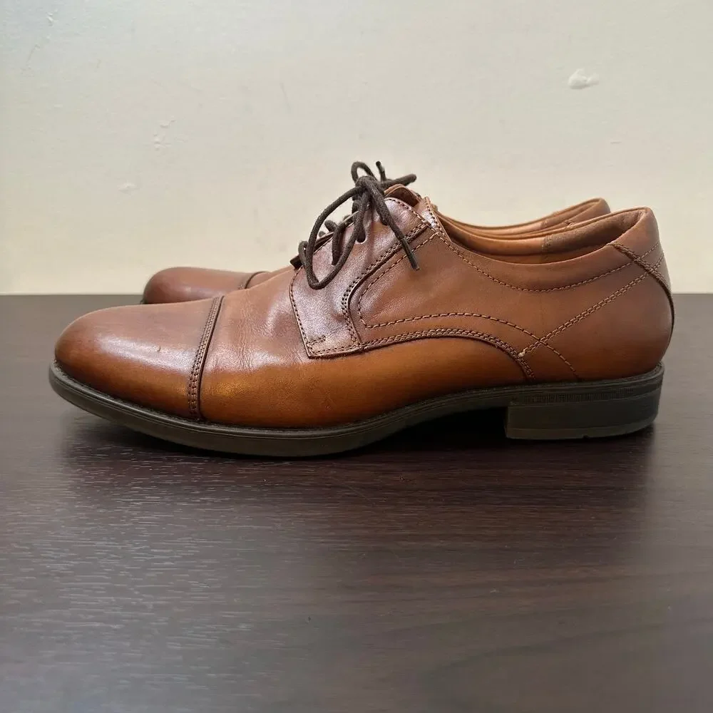 Florsheim Brown Leather Midtown Cap Toe Lace-Up Oxford Dress Shoes Size 10 Men's